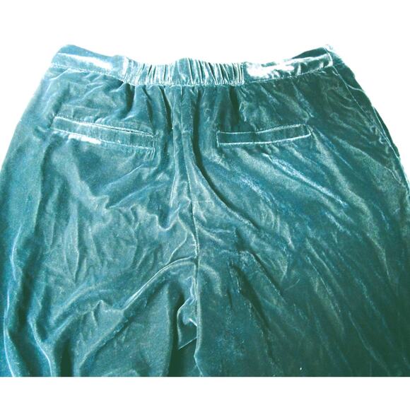 A New Day Women's Green Velour Pants Size 12 Pockets Wide Legs Recycled Material - Picture 3 of 6